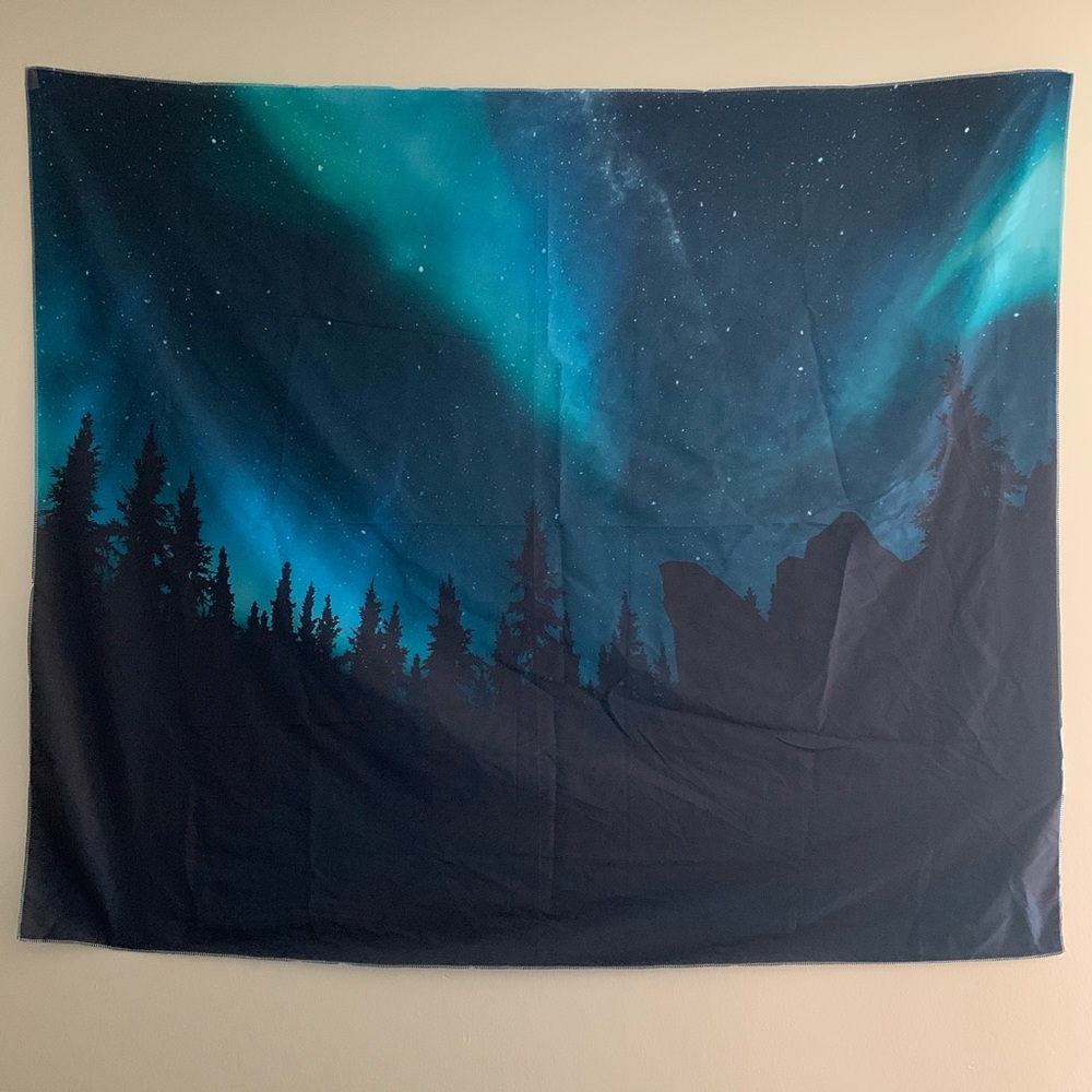 Starry sky mountain range tapestry
